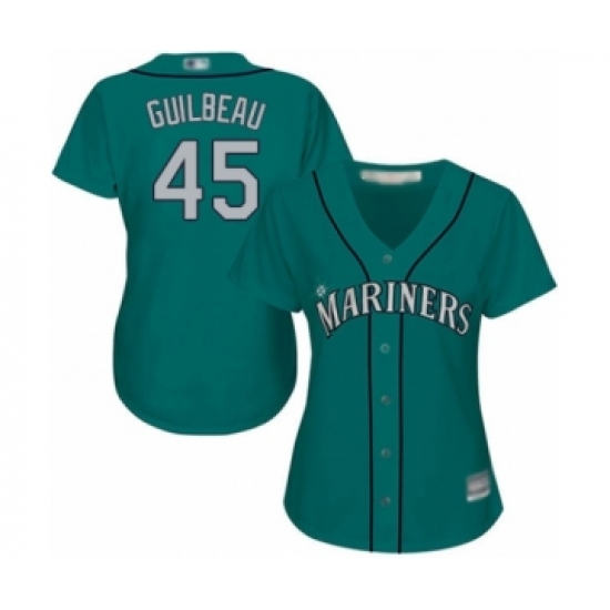 Women's Seattle Mariners #45 Taylor Guilbeau Authentic Teal Green Alternate Cool Base Baseball Player Jersey - Ujersey