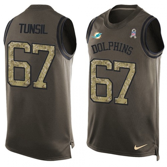 Men's Nike Miami Dolphins #67 Laremy Tunsil Limited Green Salute to Service Tank Top NFL Jersey - Ujersey