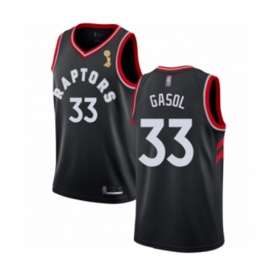 Men's Toronto Raptors #33 Marc Gasol Swingman Black 2019 Basketball Finals Champions Jersey Statement Edition - Ujersey