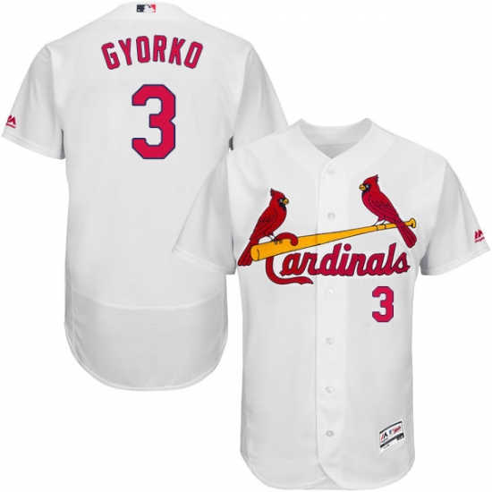 Men's Majestic St. Louis Cardinals #3 Jedd Gyorko White Home Flex Base Authentic Collection MLB Jersey - Ujersey