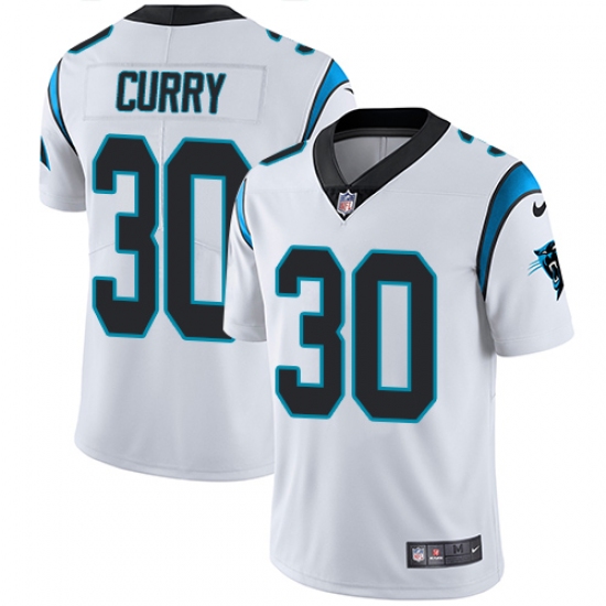 Men's Nike Carolina Panthers #30 Stephen Curry White Vapor Untouchable Limited Player NFL Jersey - Ujersey
