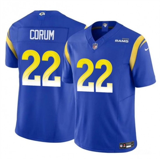 Men's Los Angeles Rams #22 Blake Corum Blue 2024 Draft F.U.S.E. Vapor Untouchable Football Stitched Jersey - Ujersey