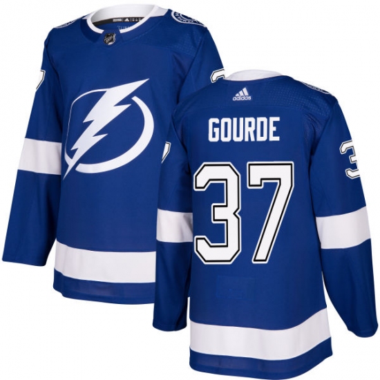 Men's Adidas Tampa Bay Lightning #37 Yanni Gourde Premier Royal Blue Home NHL Jersey - Ujersey