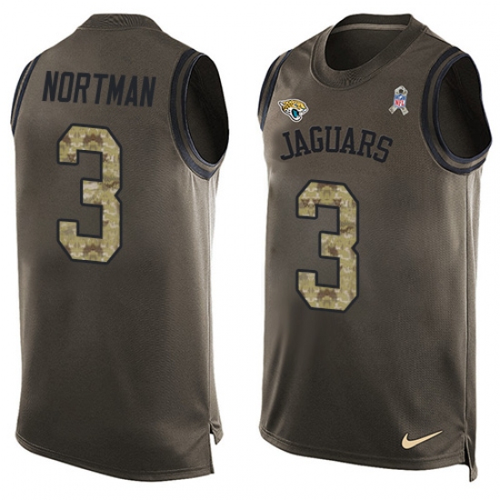 Men's Nike Jacksonville Jaguars #3 Brad Nortman Limited Green Salute to Service Tank Top NFL Jersey - Ujersey