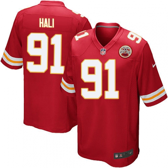 Men's Nike Kansas City Chiefs #91 Tamba Hali Game Red Team Color NFL Jersey - Ujersey