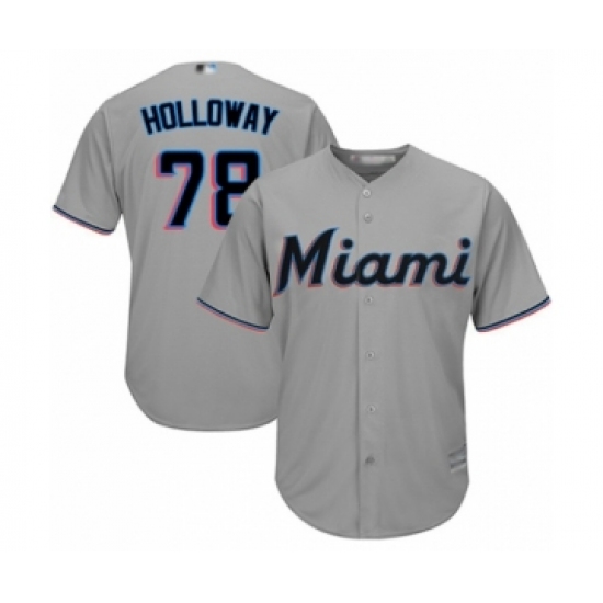 Youth Miami Marlins #78 Jordan Holloway Authentic Grey Road Cool Base Baseball Player Jersey - Ujersey