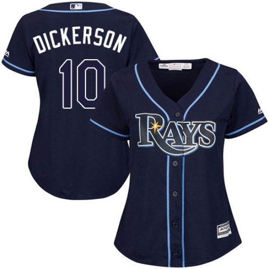 Women's Majestic Tampa Bay Rays #10 Corey Dickerson Replica Navy Blue Alternate Cool Base MLB Jersey - Ujersey