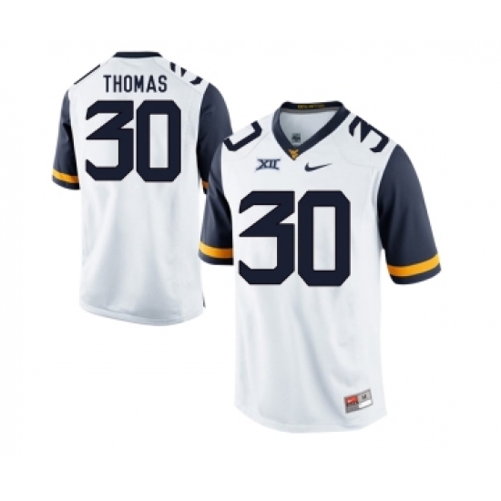 West Virginia Mountaineers 30 J.T. Thomas White College Football Jersey - Ujersey