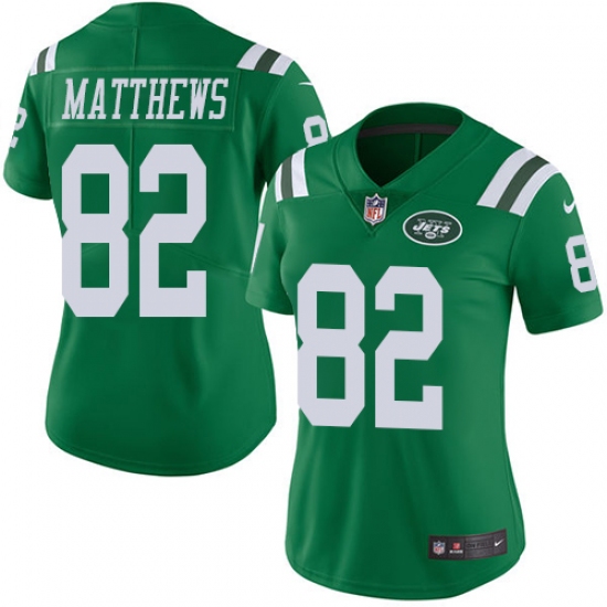 Women's Nike New York Jets #82 Rishard Matthews Limited Green Rush Vapor Untouchable NFL Jersey - Ujersey