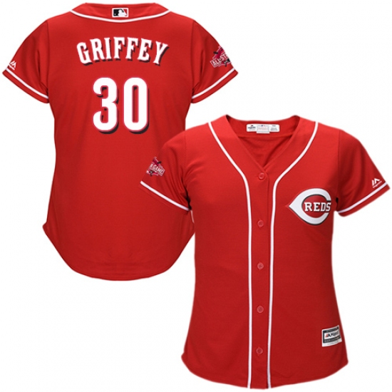 Women's Majestic Cincinnati Reds #30 Ken Griffey Authentic Red Alternate Cool Base MLB Jersey - Ujersey