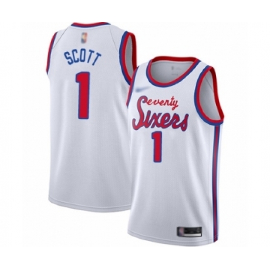 Men's Philadelphia 76ers #1 Mike Scott Authentic White Hardwood Classics Basketball Jersey - Ujersey