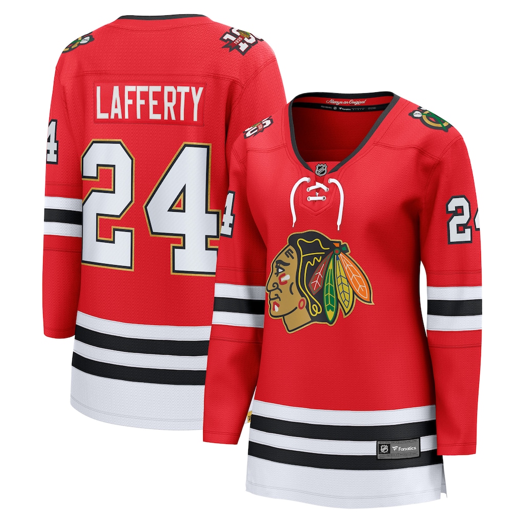 Women's Chicago Blackhawks Sam Lafferty Fanatics Red Centennial Breakaway Player Jersey - ujerseystore