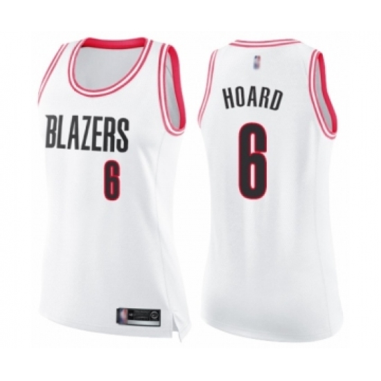 Women's Portland Trail Blazers #6 Jaylen Hoard Swingman White Pink Fashion Basketball Jersey - Ujersey