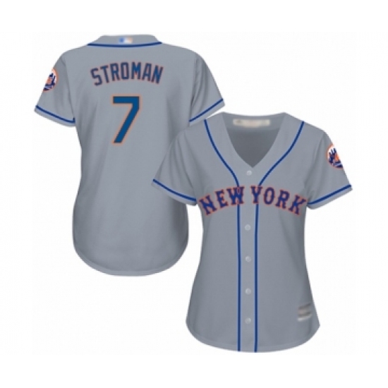 Women's New York Mets #7 Marcus Stroman Authentic Grey Road Cool Base Baseball Jersey - Ujersey