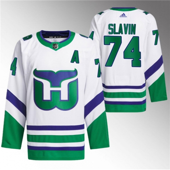 Men's Carolina Hurricanes #74 Jaccob Slavin White 2023-24 Stitched Jersey - Ujersey