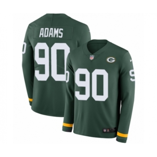 Youth Nike Green Bay Packers #90 Montravius Adams Limited Green Therma Long Sleeve NFL Jersey - Ujersey