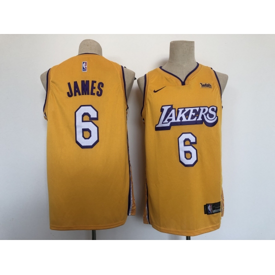 Men's Nike Los Angeles Lakers #6 LeBron James Yellow City Swingman Association Edition Jersey - Ujersey