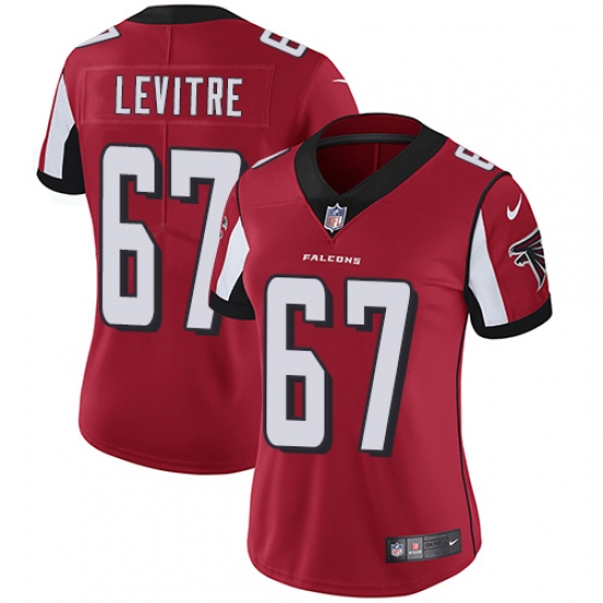 Women's Nike Atlanta Falcons #67 Andy Levitre Red Team Color Vapor Untouchable Limited Player NFL Jersey - Ujersey