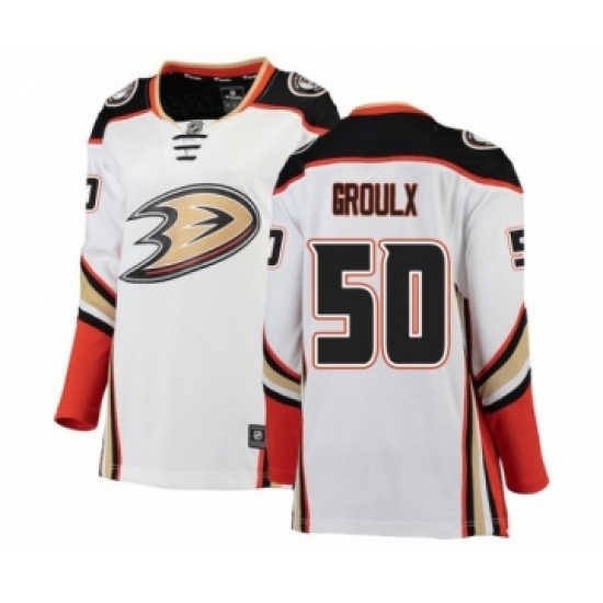 Women's Anaheim Ducks #50 Benoit-Olivier Groulx Authentic White Away Fanatics Branded Breakaway NHL Jersey - Ujersey