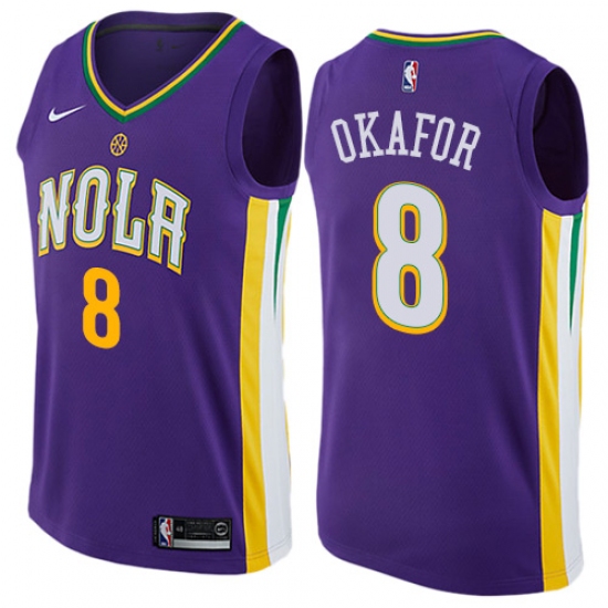 Men's Nike New Orleans Pelicans #8 Jahlil Okafor Swingman Purple NBA Jersey - City Edition - Ujersey