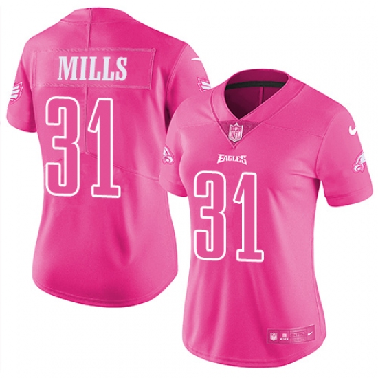 Women's Nike Philadelphia Eagles #31 Jalen Mills Limited Pink Rush Fashion NFL Jersey - Ujersey