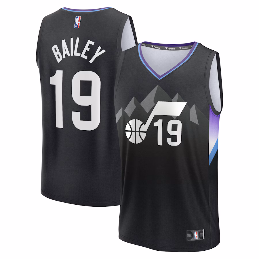 Men's Utah Jazz Ace Bailey Fanatics Black 2025 NBA Draft First Round Pick Fast Break Replica Jersey - Statement Edition - Ujersey