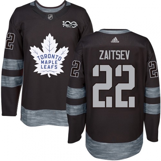 Men's Adidas Toronto Maple Leafs #22 Nikita Zaitsev Authentic Black 1917-2017 100th Anniversary NHL Jersey - Ujersey