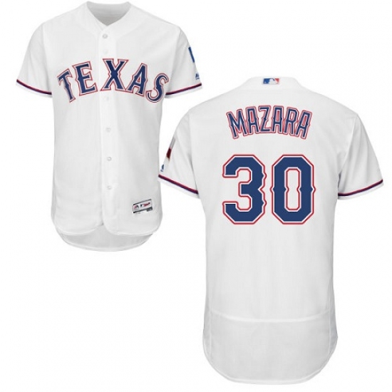 Men's Majestic Texas Rangers #30 Nomar Mazara White Home Flex Base Authentic Collection MLB Jersey - Ujersey