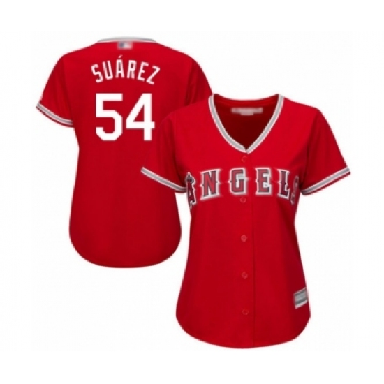 Women's Los Angeles Angels of Anaheim #54 Jose Suarez Authentic Red Alternate Cool Base Baseball Player Jersey - Ujersey