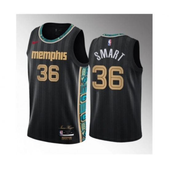 Men's Memphis Grizzlies #36 Marcus Smart Black 2023 Draft City Edition Stitched Basketball Jersey - Ujersey