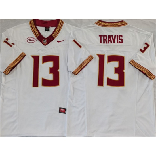 Men's Florida State Seminoles #13 Jordan Travis White 2023 F.U.S.E Stitched Jersey - Ujersey