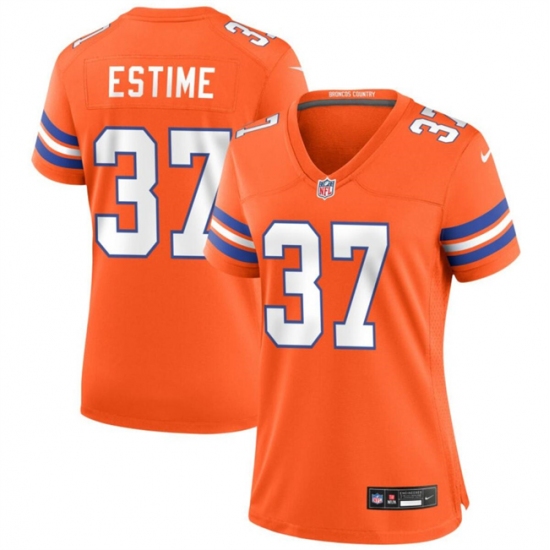 Women's Denver Broncos #37 Audric Estime Orange Mile High Collection 1977 Throwback Football Stitched Jersey(Run Small) - Ujersey