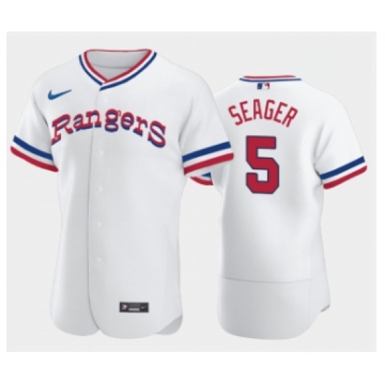 Men's Texas Rangers #5 Corey Seager White Throwback Stitched Flex Base Nike Jersey - Ujersey
