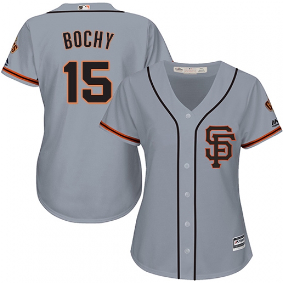 Women's Majestic San Francisco Giants #15 Bruce Bochy Authentic Grey Road 2 Cool Base MLB Jersey - Ujersey