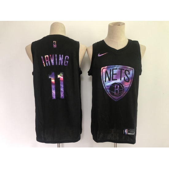 Men's Brooklyn Nets #11 Kyrie Irving Black Iridescent Holographic 2021 Jersey - Ujersey