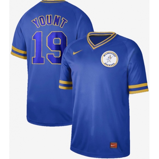 Men's Nike Milwaukee Brewers #19 Robin Yount Royal Authentic Cooperstown Collection Stitched Baseball Jersey - Ujersey