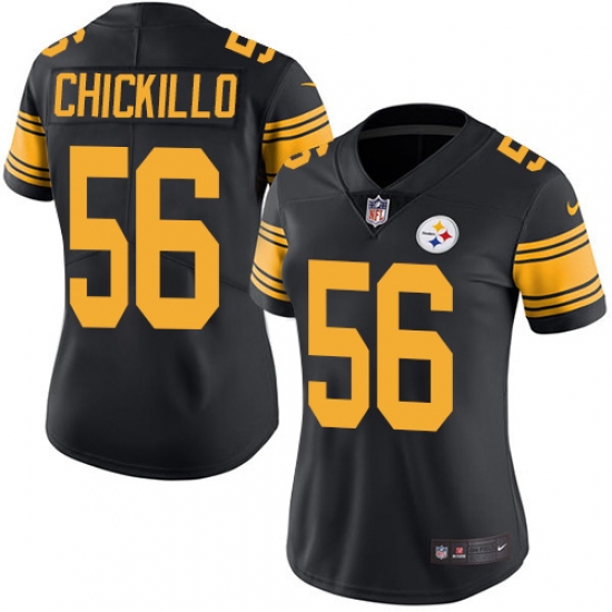 Women's Nike Pittsburgh Steelers #56 Anthony Chickillo Limited Black Rush Vapor Untouchable NFL Jersey - Ujersey
