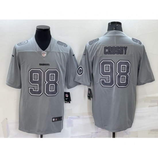 Men's Las Vegas Raiders #98 Maxx Crosby LOGO Grey Atmosphere Fashion 2022 Vapor Untouchable Stitched Limited Jersey - Ujersey