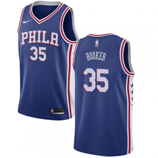 Youth Nike Philadelphia 76ers #35 Trevor Booker Swingman Blue NBA Jersey - Icon Edition - Ujersey