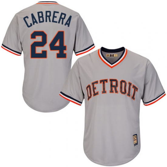 Men's Majestic Detroit Tigers #24 Miguel Cabrera Authentic Grey Cooperstown MLB Jersey - Ujersey
