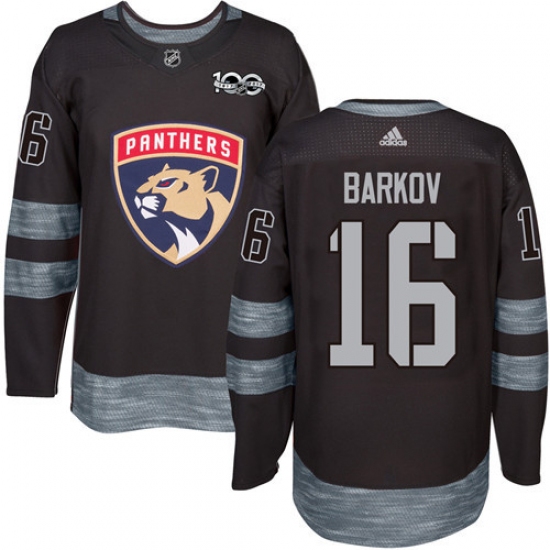 Men's Adidas Florida Panthers #16 Aleksander Barkov Premier Black 1917-2017 100th Anniversary NHL Jersey - Ujersey