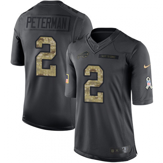 Youth Nike Buffalo Bills #2 Nathan Peterman Limited Black 2016 Salute to Service NFL Jersey - Ujersey