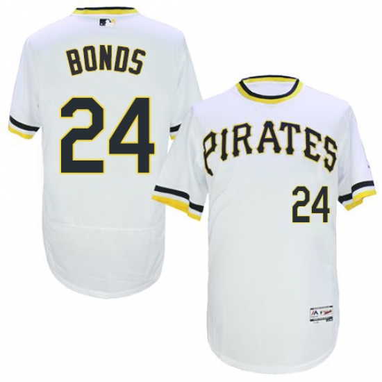 Men's Majestic Pittsburgh Pirates #24 Barry Bonds White Flexbase Authentic Collection Cooperstown MLB Jersey - Ujersey