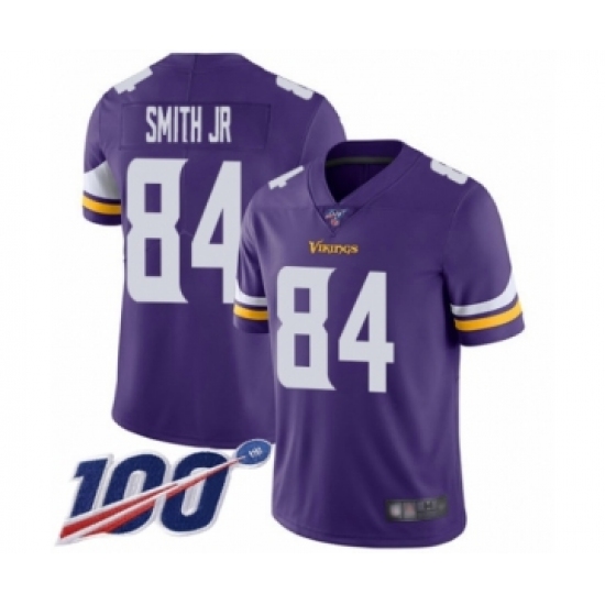 Men's Minnesota Vikings #84 Irv Smith Jr. Purple Team Color Vapor Untouchable Limited Player 100th Season Football Jersey - Ujersey