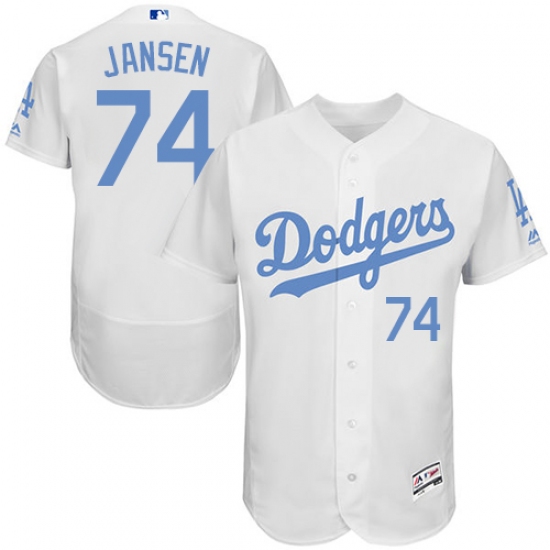 Men's Majestic Los Angeles Dodgers #74 Kenley Jansen Authentic White 2016 Father's Day Fashion Flex Base MLB Jersey - Ujersey