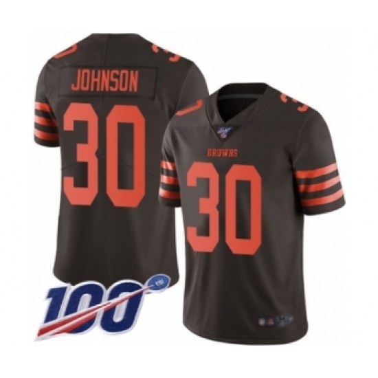 Youth Cleveland Browns #30 D'Ernest Johnson Limited Brown Rush Vapor Untouchable 100th Season Football Jersey - Ujersey