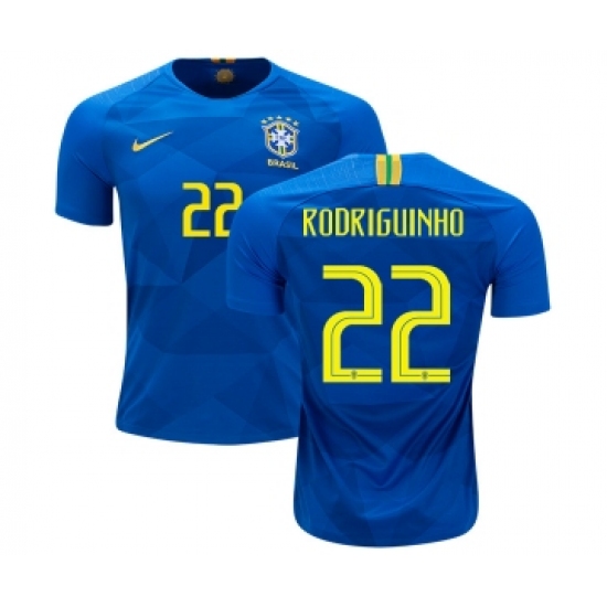 Brazil #22 Rodriguinho Away Kid Soccer Country Jersey