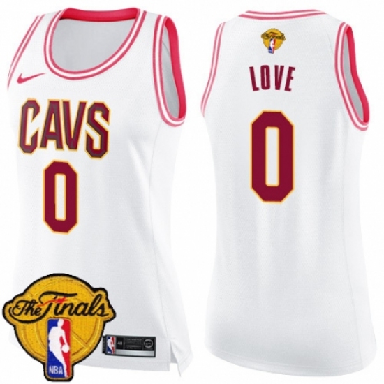 Women's Nike Cleveland Cavaliers #0 Kevin Love Swingman White/Pink Fashion 2018 NBA Finals Bound NBA Jersey - Ujersey