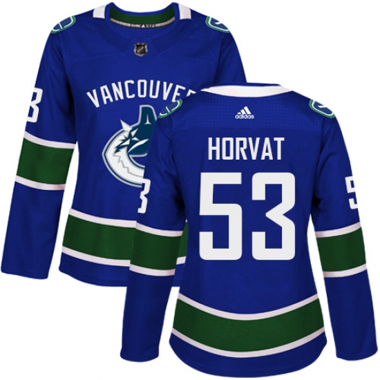 Women's Adidas Vancouver Canucks #53 Bo Horvat Authentic Blue Home NHL Jersey - Ujersey