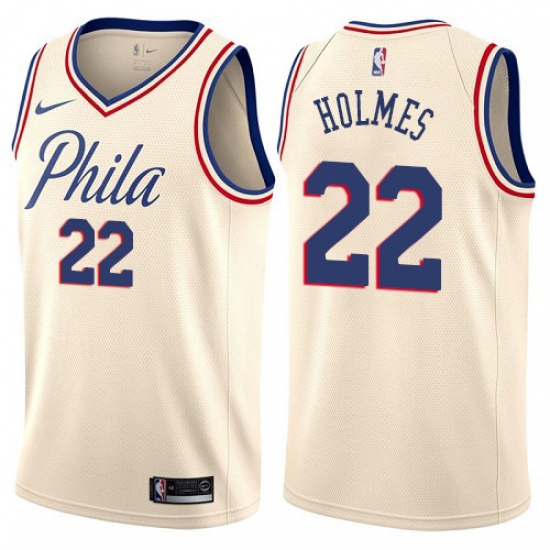 Women's Nike Philadelphia 76ers #22 Richaun Holmes Swingman Cream NBA Jersey - City Edition - ujerseystore